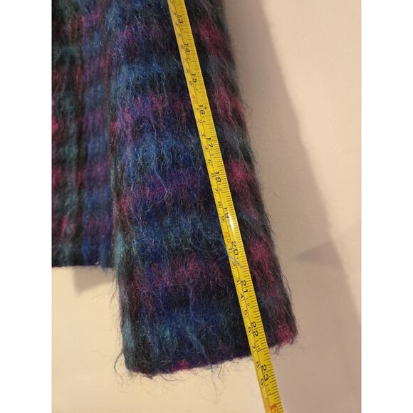 Vintage Lombardi Open Front USA Made Fuzzy Plaid Blazer Jacket 10 M Mohair Wool - Picture 4 of 8